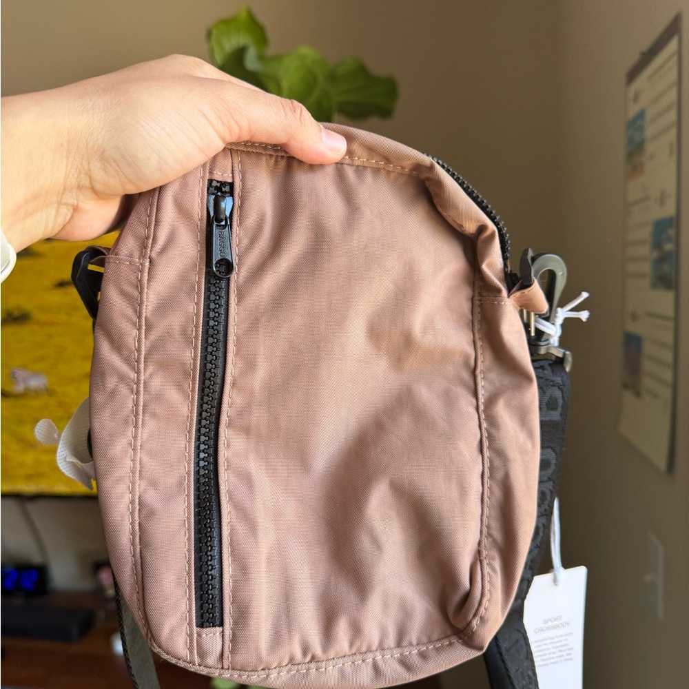 Tan Belt Bag with Durable Fabric and Adjustable Strap